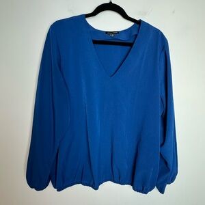 Universal Standard V Neck Blouse Royal Blue Size 14/16
